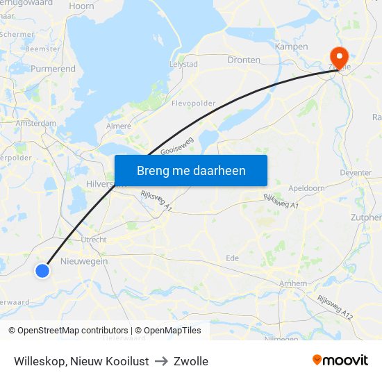 Willeskop, Nieuw Kooilust to Zwolle map