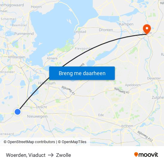 Woerden, Viaduct to Zwolle map