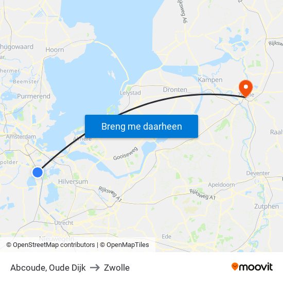 Abcoude, Oude Dijk to Zwolle map