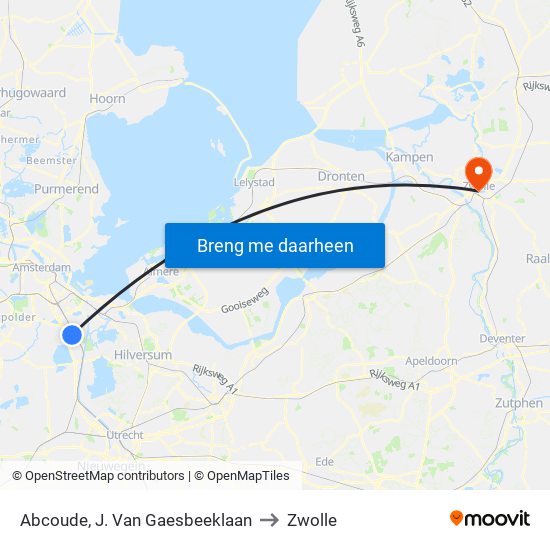 Abcoude, J. Van Gaesbeeklaan to Zwolle map