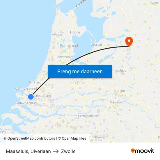 Maassluis, Uiverlaan to Zwolle map