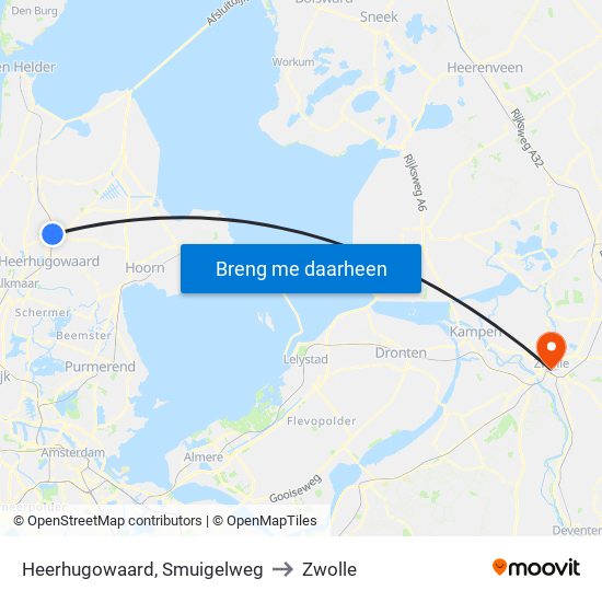 Heerhugowaard, Smuigelweg to Zwolle map