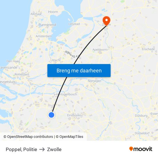 Poppel, Politie to Zwolle map