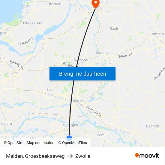 Malden, Groesbeekseweg to Zwolle map