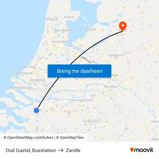 Oud Gastel, Busstation to Zwolle map