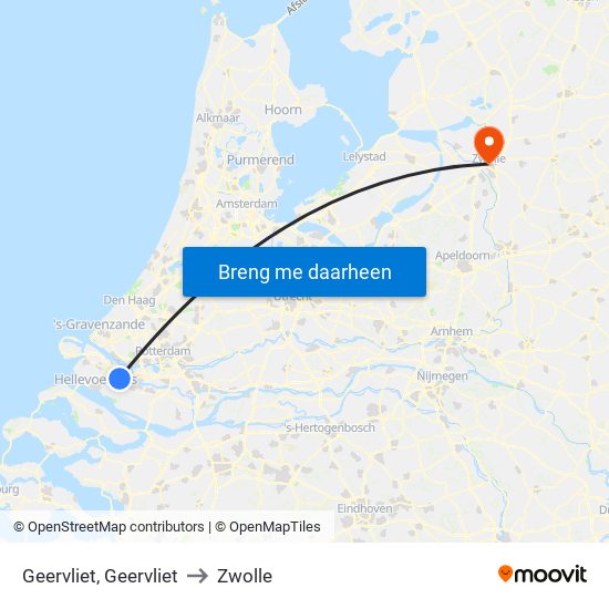 Geervliet, Geervliet to Zwolle map