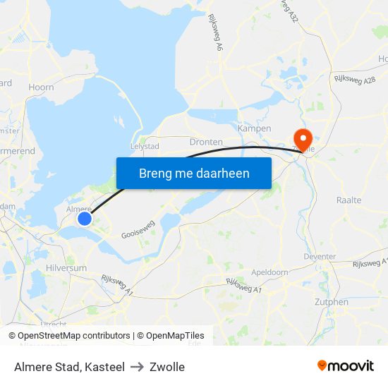 Almere Stad, Kasteel to Zwolle map