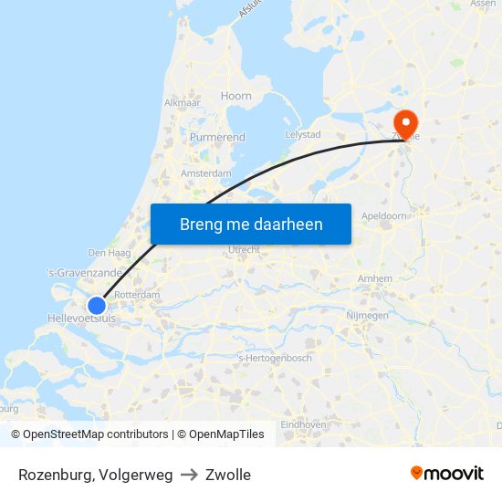 Rozenburg, Volgerweg to Zwolle map