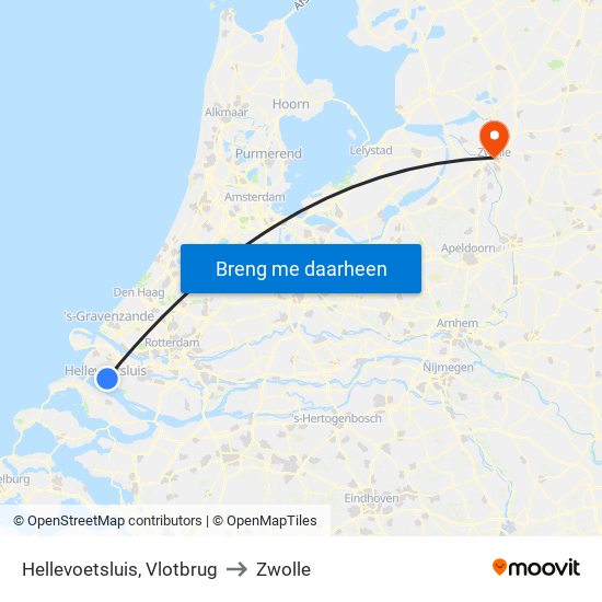 Hellevoetsluis, Vlotbrug to Zwolle map