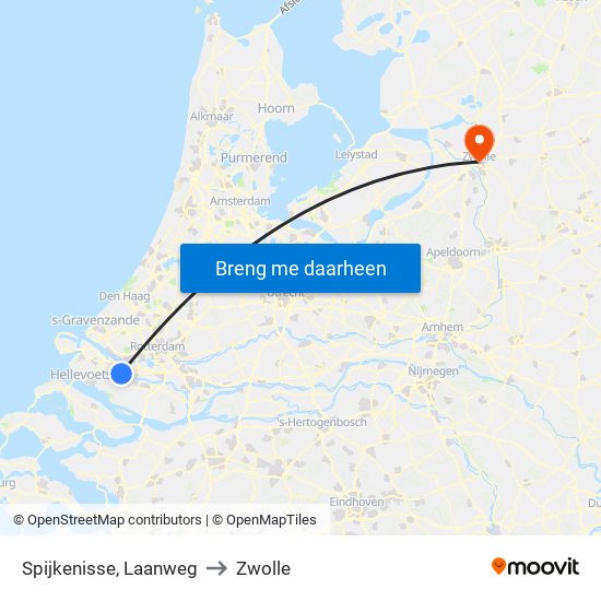 Spijkenisse, Laanweg to Zwolle map
