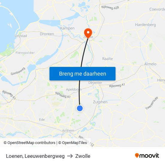Loenen, Leeuwenbergweg to Zwolle map