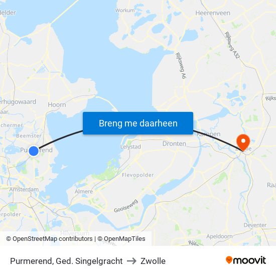 Purmerend, Ged. Singelgracht to Zwolle map