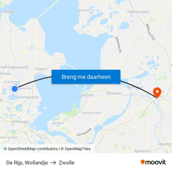 De Rijp, Wollandje to Zwolle map
