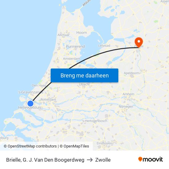 Brielle, G. J. Van Den Boogerdweg to Zwolle map