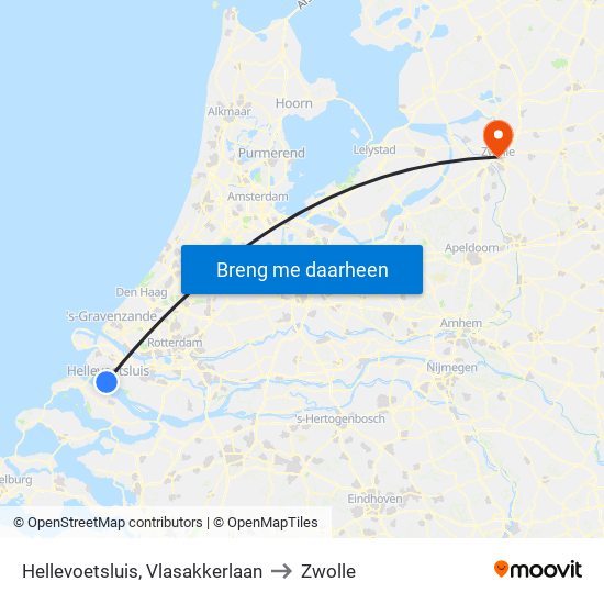Hellevoetsluis, Vlasakkerlaan to Zwolle map
