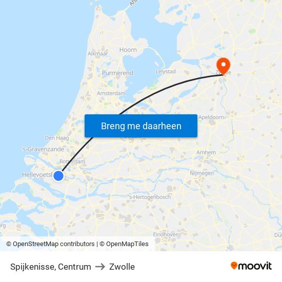 Spijkenisse, Centrum to Zwolle map