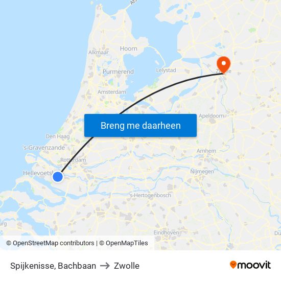 Spijkenisse, Bachbaan to Zwolle map