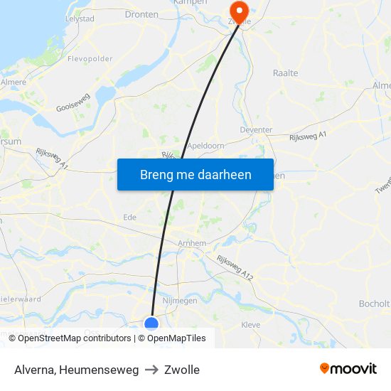 Alverna, Heumenseweg to Zwolle map