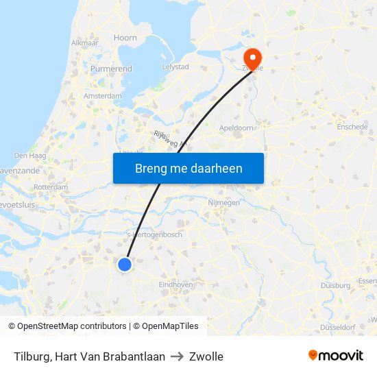 Tilburg, Hart Van Brabantlaan to Zwolle map