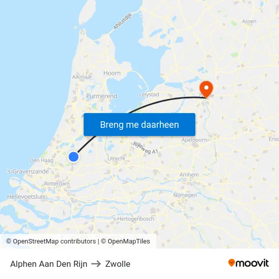 Alphen Aan Den Rijn to Zwolle map