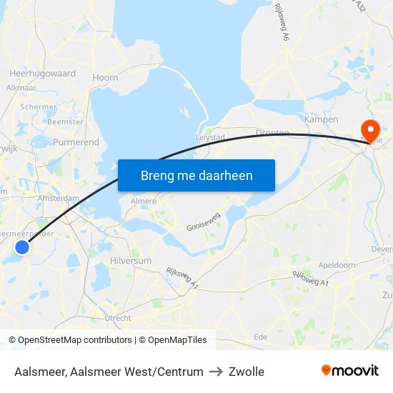 Aalsmeer, Aalsmeer West/Centrum to Zwolle map