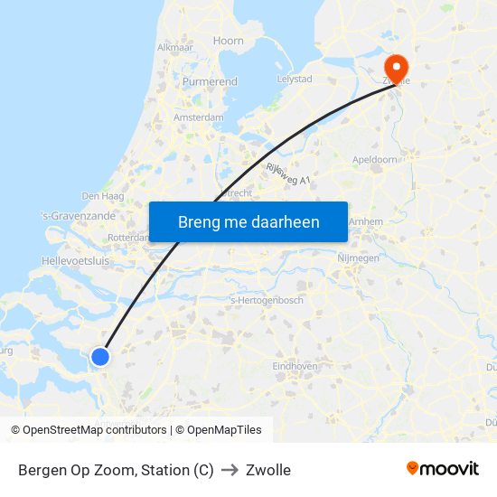 Bergen Op Zoom, Station (C) to Zwolle map