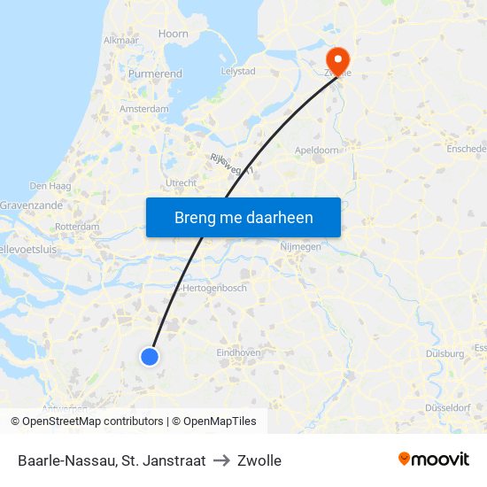 Baarle-Nassau, St. Janstraat to Zwolle map