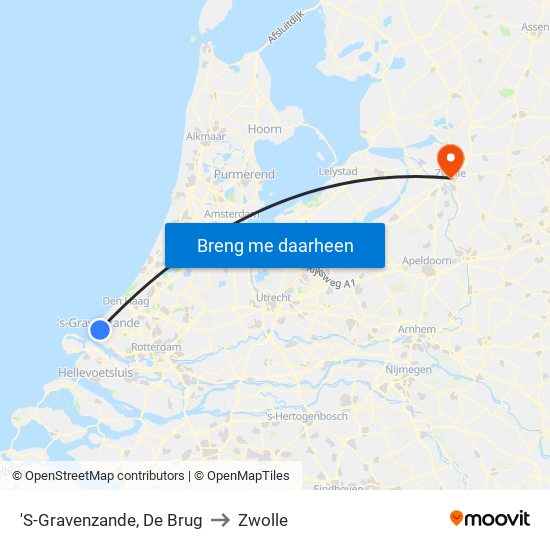 'S-Gravenzande, De Brug to Zwolle map