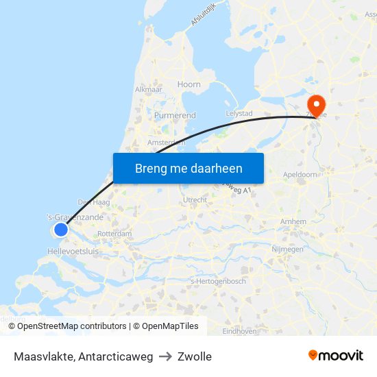 Maasvlakte, Antarcticaweg to Zwolle map