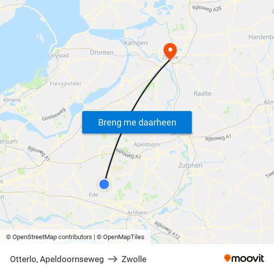 Otterlo, Apeldoornseweg to Zwolle map