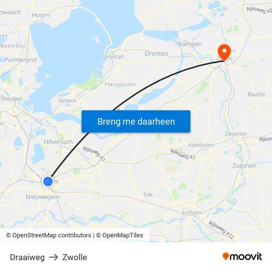 Draaiweg to Zwolle map