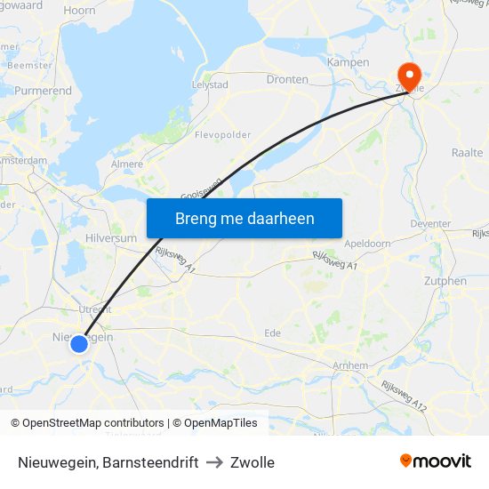 Nieuwegein, Barnsteendrift to Zwolle map