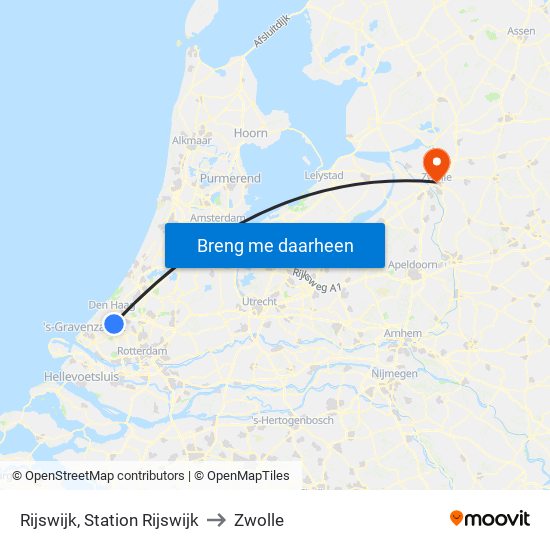 Rijswijk, Station Rijswijk to Zwolle map