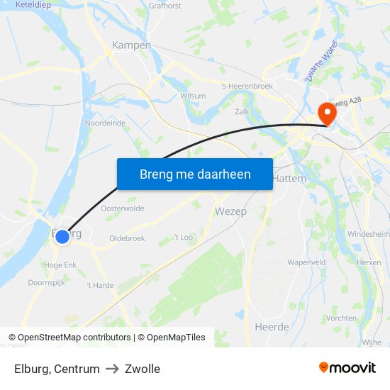 Elburg, Centrum to Zwolle map