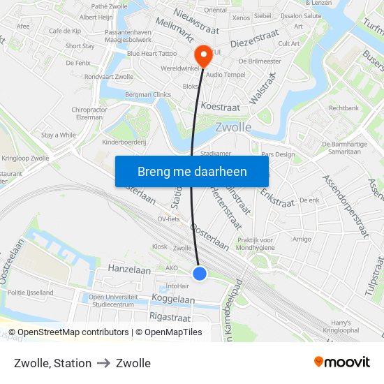 Zwolle, Station to Zwolle map