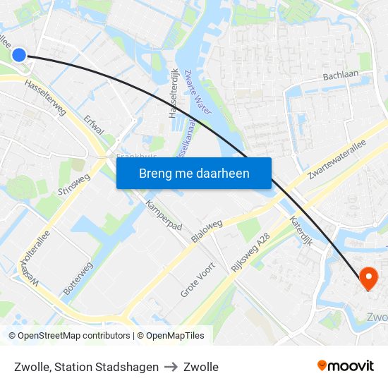 Zwolle, Station Stadshagen to Zwolle map