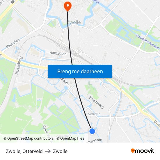 Zwolle, Otterveld to Zwolle map