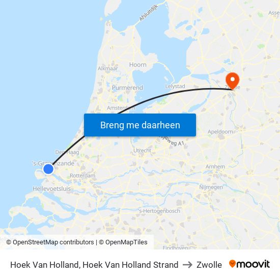 Hoek Van Holland, Hoek Van Holland Strand to Zwolle map