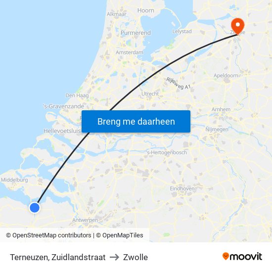 Terneuzen, Zuidlandstraat to Zwolle map