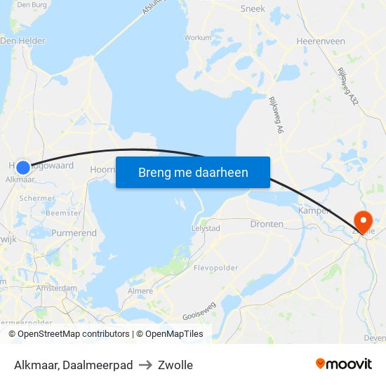 Alkmaar, Daalmeerpad to Zwolle map