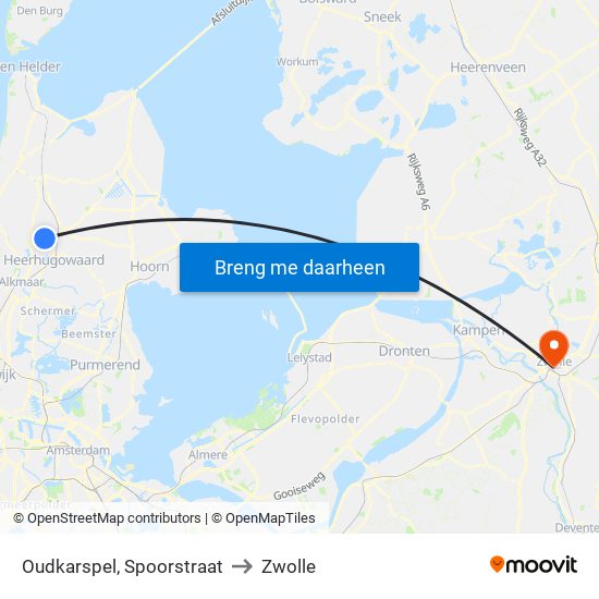 Oudkarspel, Spoorstraat to Zwolle map