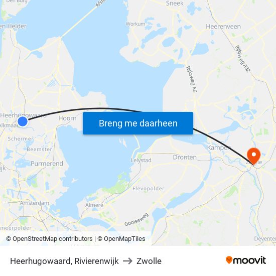 Heerhugowaard, Rivierenwijk to Zwolle map