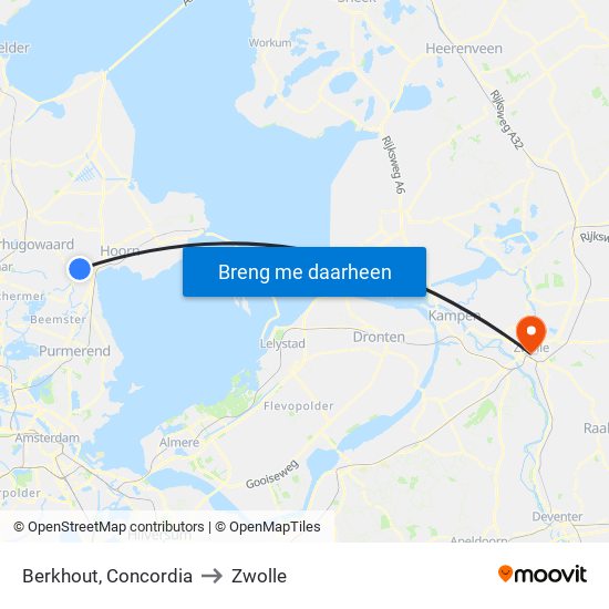 Berkhout, Concordia to Zwolle map