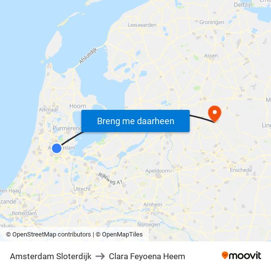Amsterdam Sloterdijk to Clara Feyoena Heem map