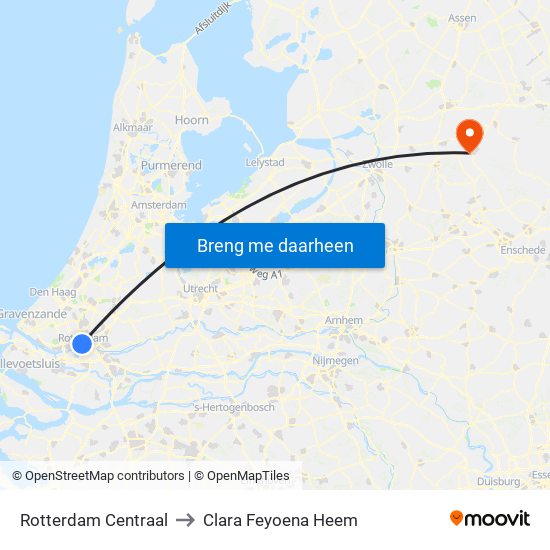 Rotterdam Centraal to Clara Feyoena Heem map