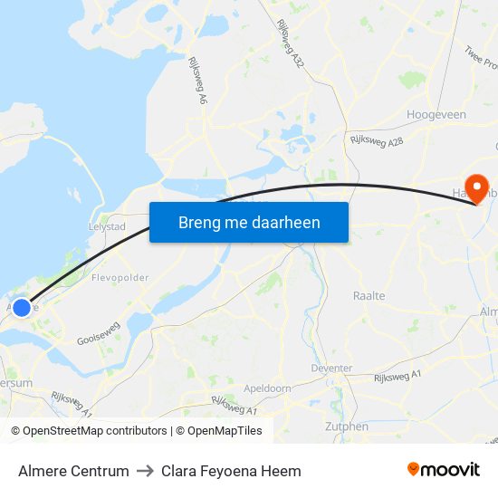 Almere Centrum to Clara Feyoena Heem map