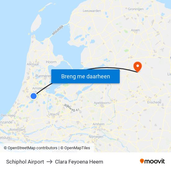 Schiphol Airport to Clara Feyoena Heem map