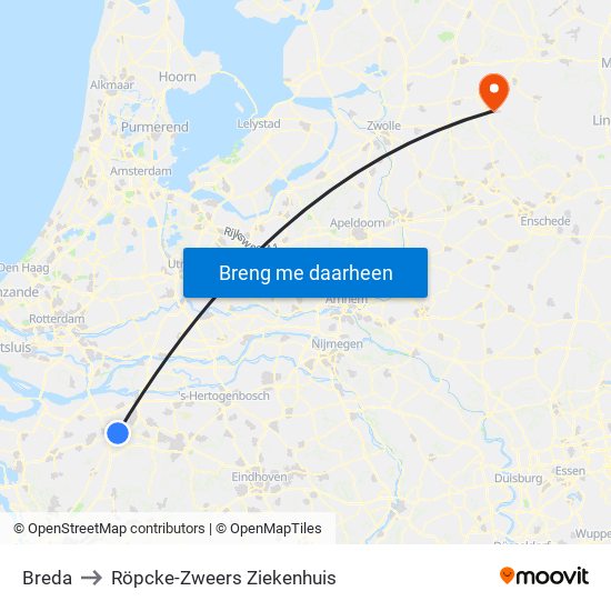 Breda to Röpcke-Zweers Ziekenhuis map