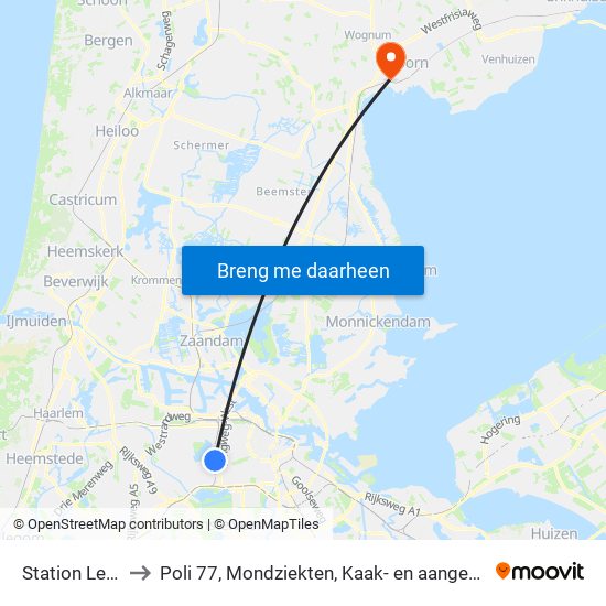 Station Lelylaan to Poli 77, Mondziekten, Kaak- en aangezichtschirurgie map