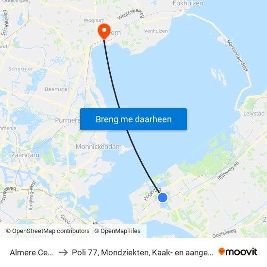 Almere Centrum to Poli 77, Mondziekten, Kaak- en aangezichtschirurgie map